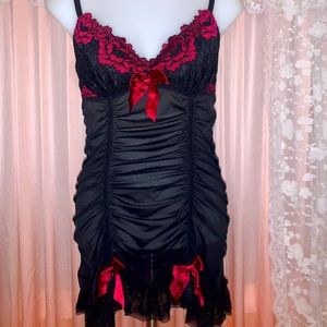 Flora Nikrooz bow and lace red babydoll